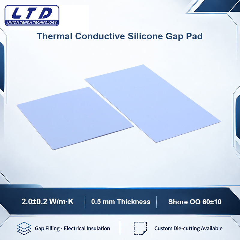2 W/m-K 0.5mm Thickness Thermal Conductive Silicone Pads Self-adhesive GPU CPU